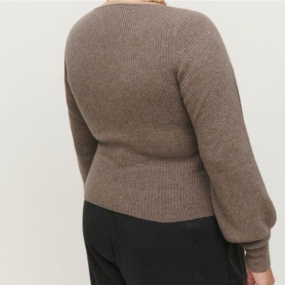 Reformation Hart Recycled Cashmere Ribbed Sweater Cocoa Plus Size 3X - Picture 3 of 9